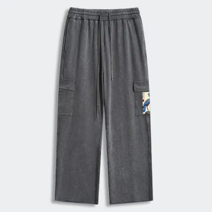 Tokyo-Tiger Colorful Crane Washed Utility Sweatpants