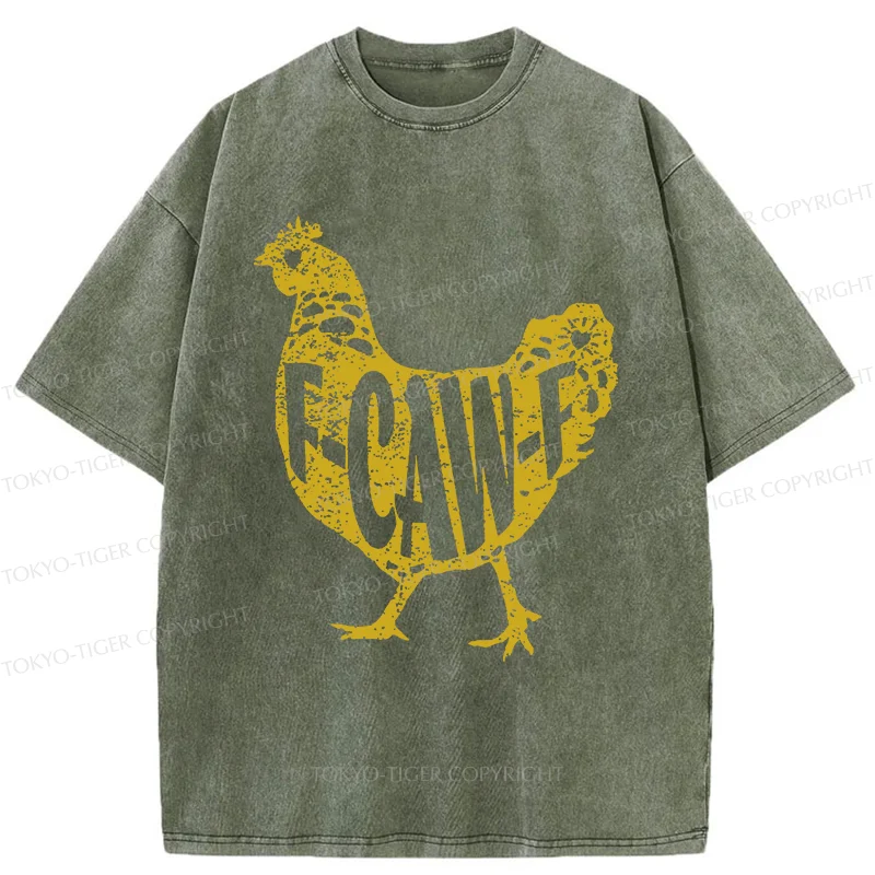Tokyo-Tiger Cock Crows Funny Washed T-Shirt