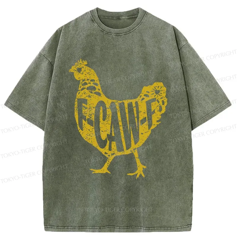 Tokyo-Tiger Cock Crows Funny Washed T-Shirt