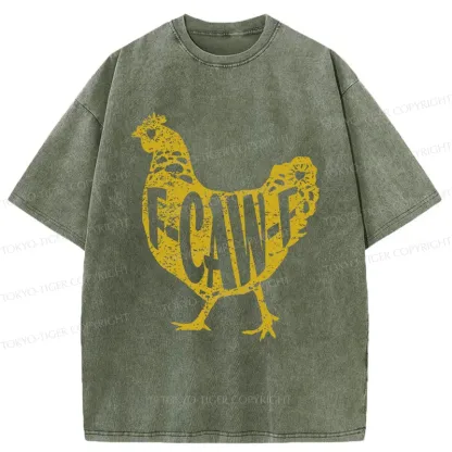 Tokyo-Tiger Cock Crows Funny Washed T-Shirt