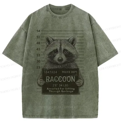 Tokyo-Tiger Arrested Raccoon Washed T-Shirt