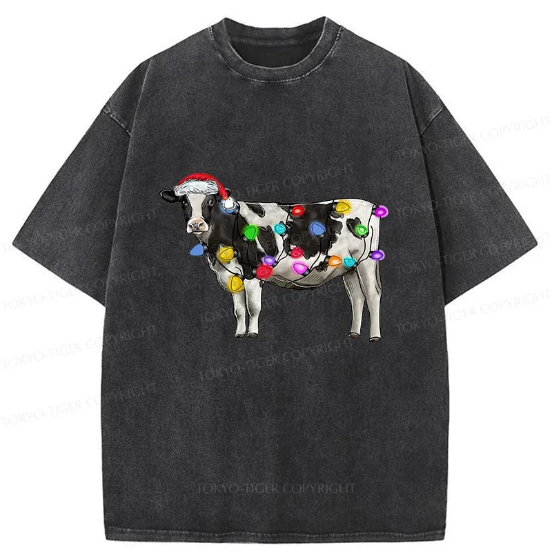 Tokyo-Tiger Christmas Cow Washed T-Shirt