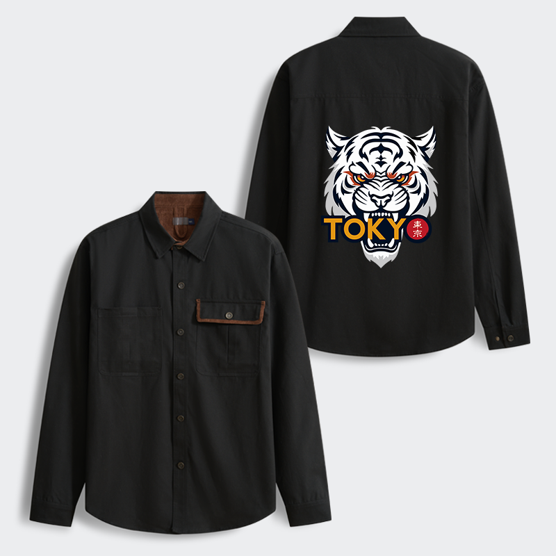 Tokyo-Tiger Logo Men's Corduroy Work Jacket