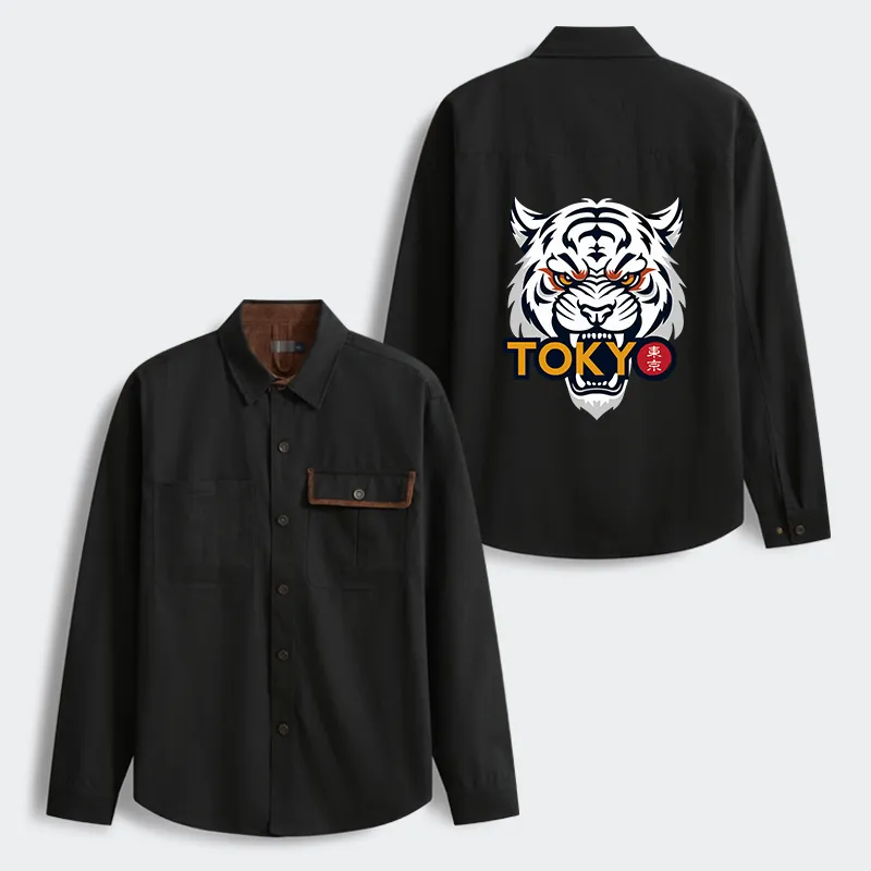 Tokyo-Tiger Logo Men's Corduroy Work Jacket