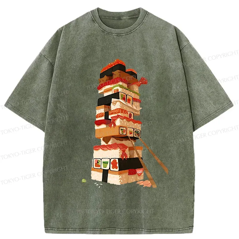 Tokyo-Tiger Sushi Game Washed T-Shirt