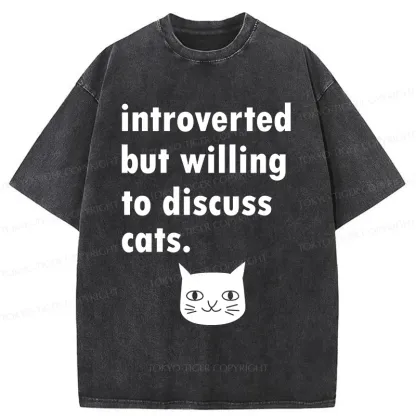 Tokyo-Tiger Actively Discuss Cats Washed T-Shirt