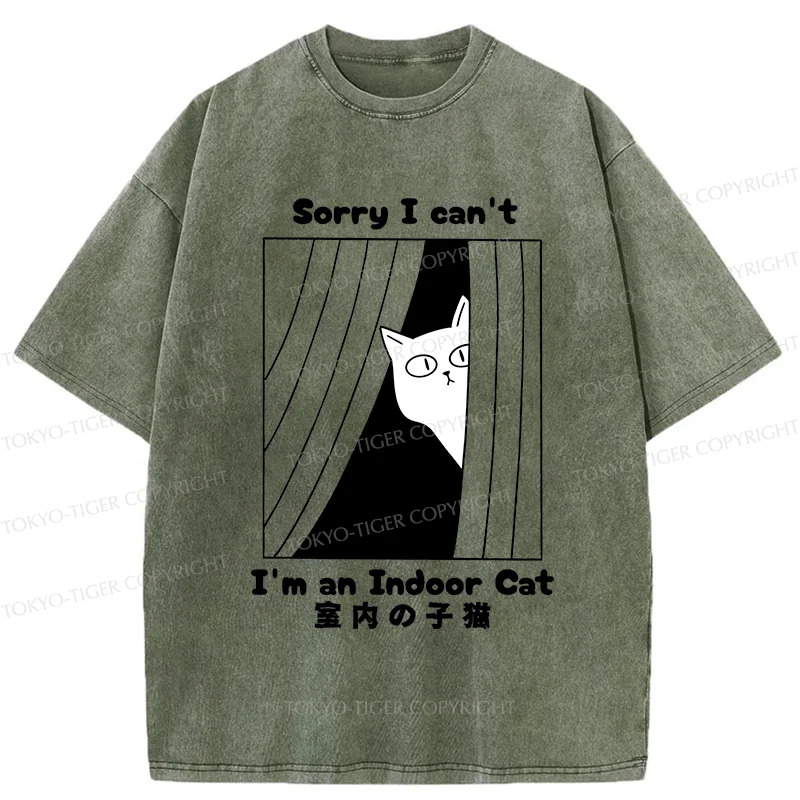 Tokyo-Tiger Indoor Kitten Funny Washed T-Shirt