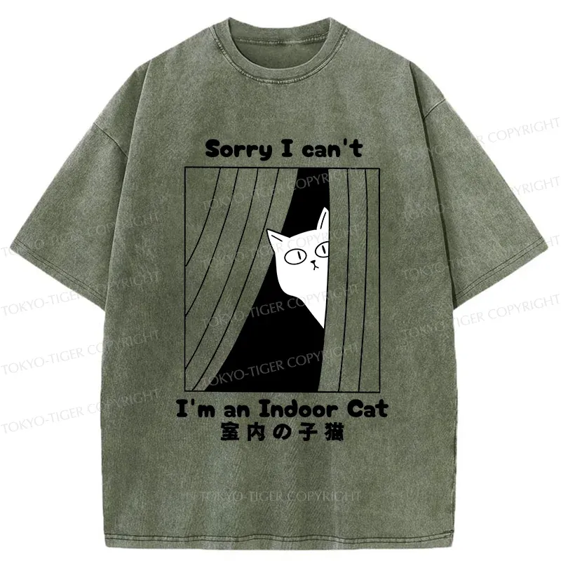 Tokyo-Tiger Indoor Kitten Funny Washed T-Shirt