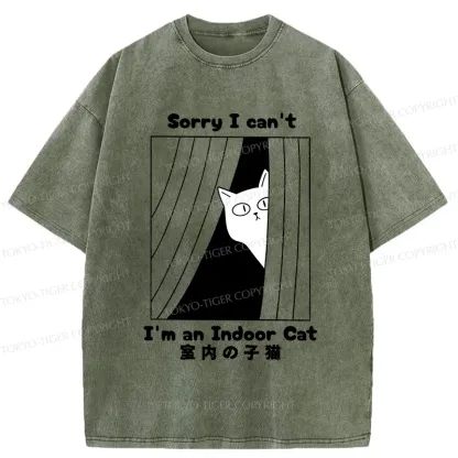 Tokyo-Tiger Indoor Kitten Funny Washed T-Shirt
