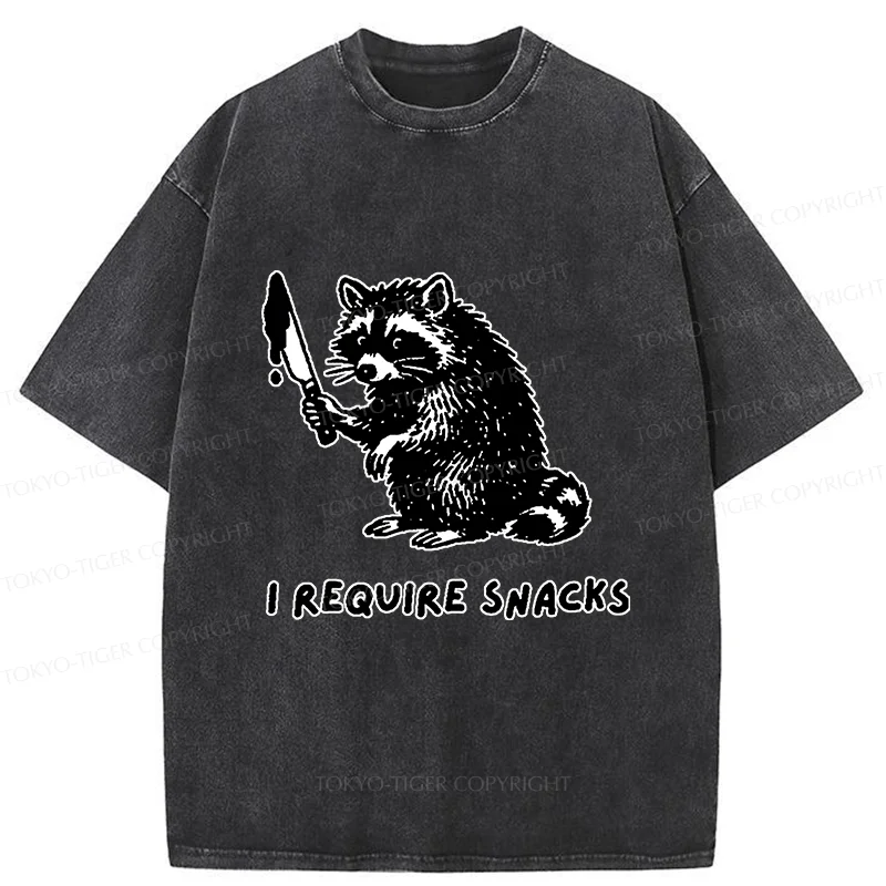 Tokyo-Tiger Raccoons Need Snacks Funny Washed T-Shirt