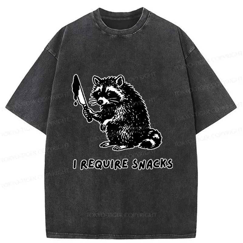 Tokyo-Tiger Raccoons Need Snacks Funny Washed T-Shirt