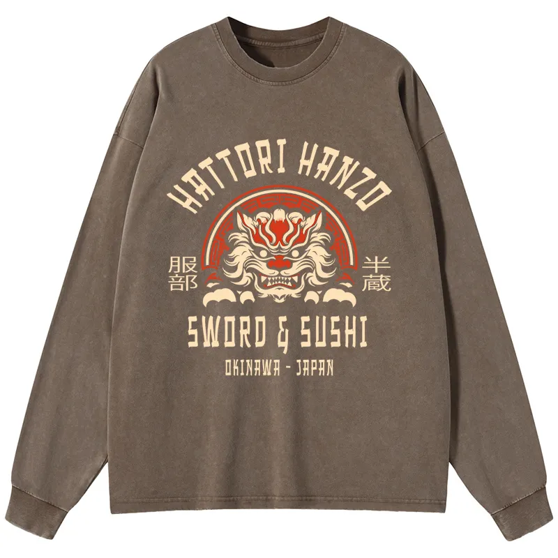 Tokyo-Tiger Hattori Hanzo Sword Washed Long Sleeve T-Shirt