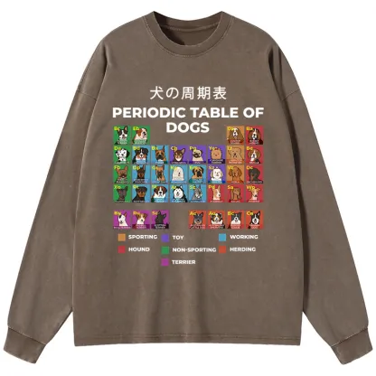 Tokyo-Tiger Periodic Table Of Dogs Washed Long Sleeve T-Shirt