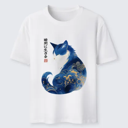 Tokyo-Tiger Retro Zen Cat: Living the Present Classic T-Shirt