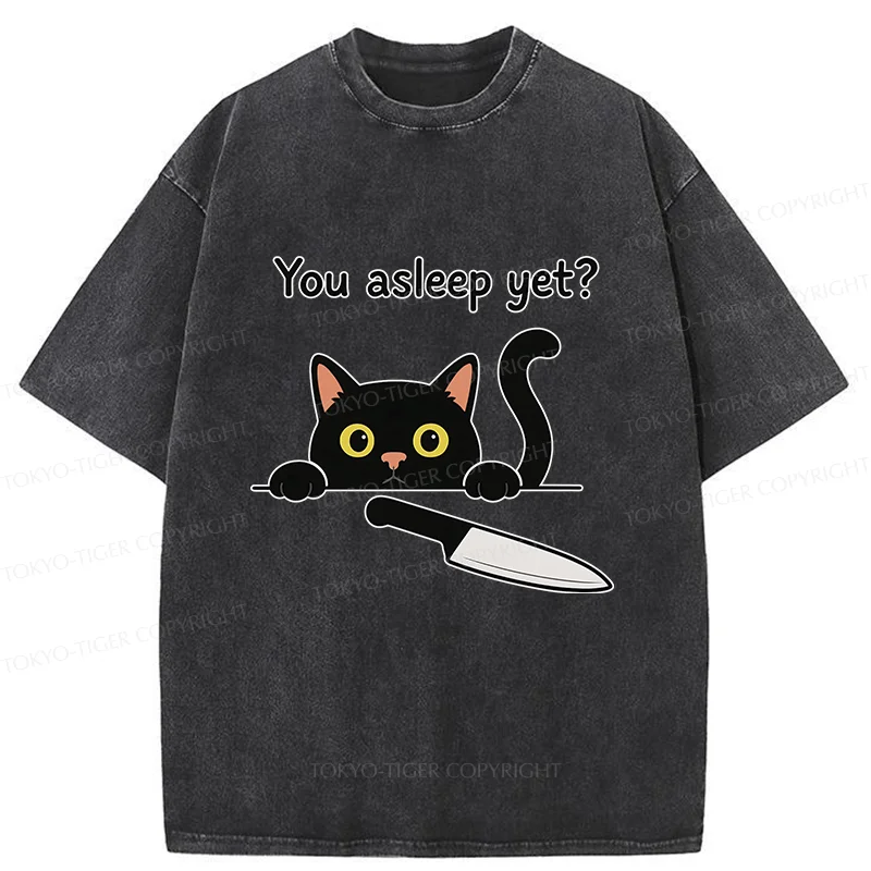 Tokyo-Tiger Cat With Murderous Intent Washed T-Shirt