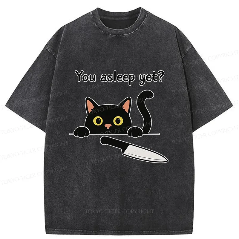 Tokyo-Tiger Cat With Murderous Intent Washed T-Shirt