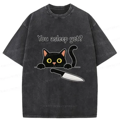 Tokyo-Tiger Cat With Murderous Intent Washed T-Shirt