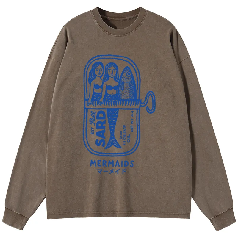 Tokyo-Tiger Mermaid Can Washed Long Sleeve T-Shirt