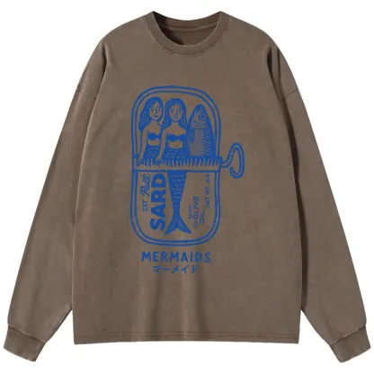 Tokyo-Tiger Mermaid Can Washed Long Sleeve T-Shirt