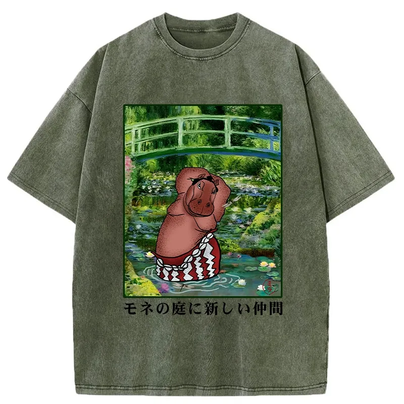 Tokyo-Tiger A New Addition To Monet's Garden Washed T-Shirt