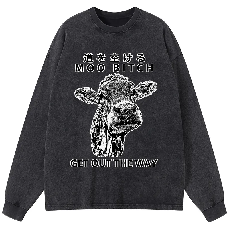 Tokyo-Tiger Funny Cow Washed Long Sleeve T-Shirt