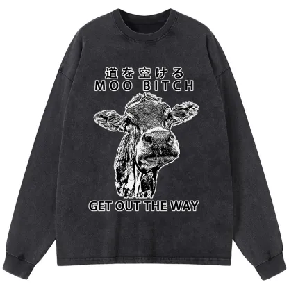 Tokyo-Tiger Funny Cow Washed Long Sleeve T-Shirt