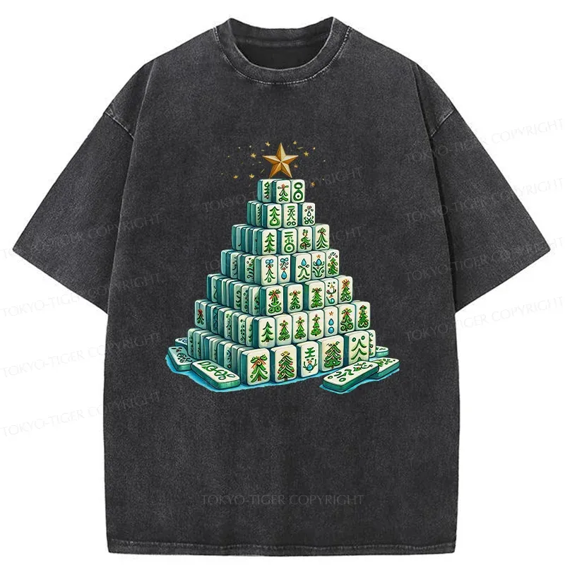 Tokyo-Tiger Christmas Mahjong Washed T-Shirt