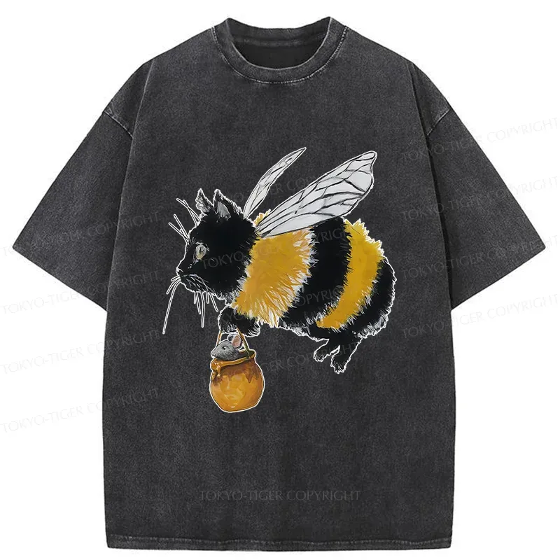 Tokyo-Tiger Catbee Funny Washed T-Shirt