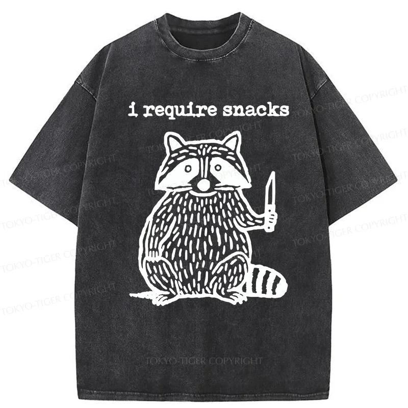 Tokyo-Tiger Silly Raccoon Needs Snacks Washed T-Shirt