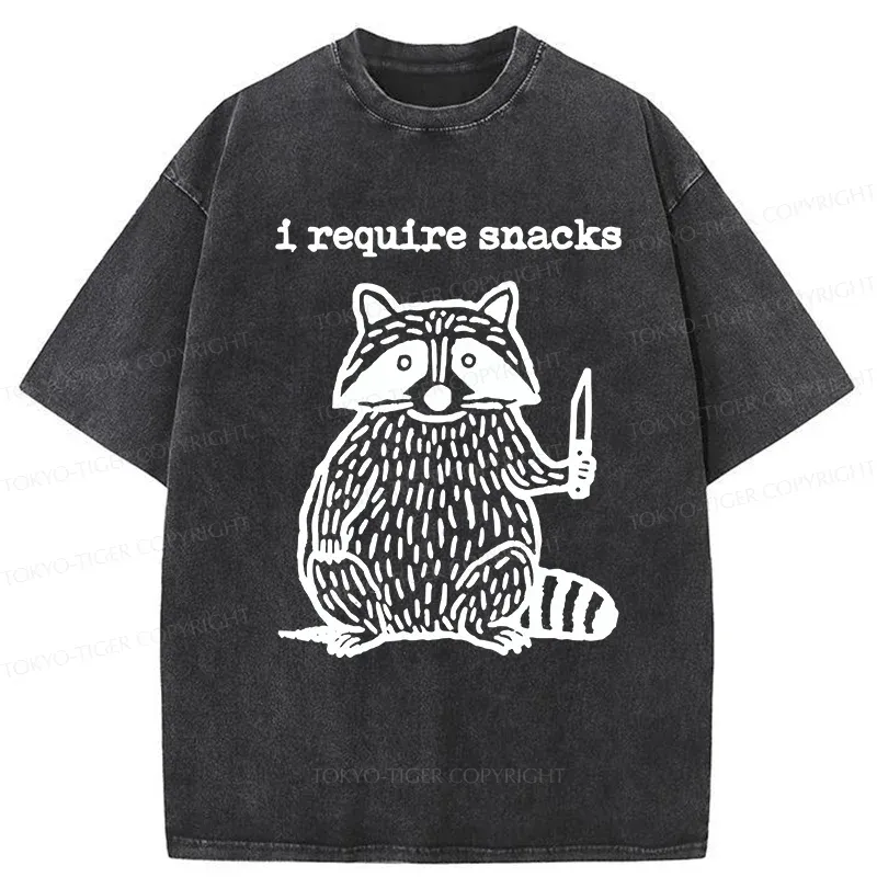 Tokyo-Tiger Silly Raccoon Needs Snacks Washed T-Shirt