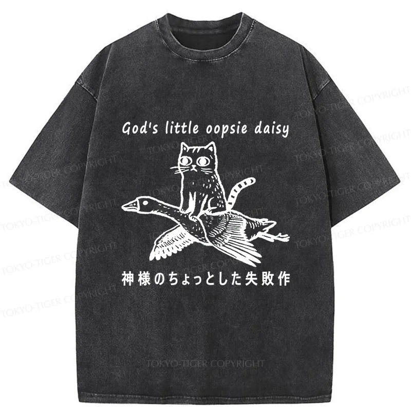 Tokyo-Tiger Little Oopsie Daisy Cat Washed T-Shirt