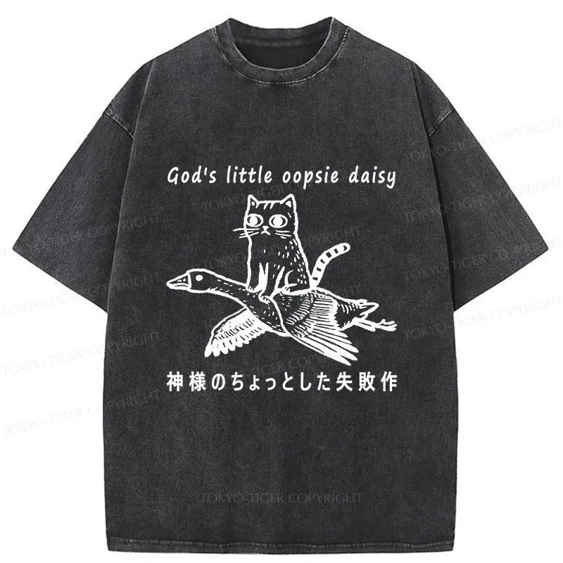 Tokyo-Tiger Little Oopsie Daisy Cat Washed T-Shirt Sale