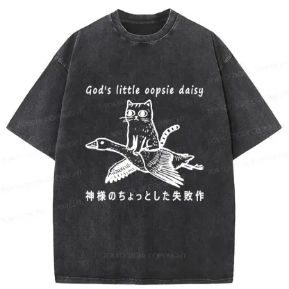 Tokyo-Tiger Little Oopsie Daisy Cat Washed T-Shirt