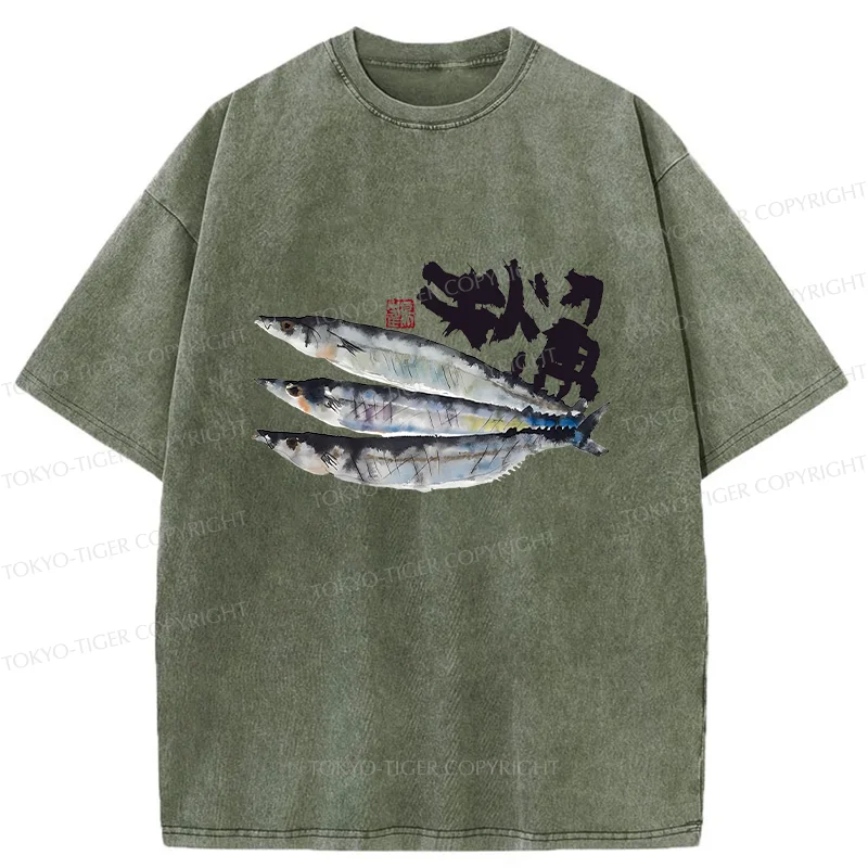 Tokyo-Tiger Pacific Saury Washed T-Shirt