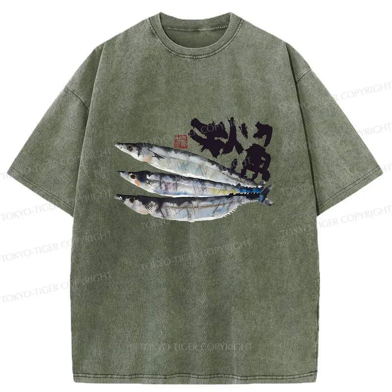Tokyo-Tiger Pacific Saury Washed T-Shirt