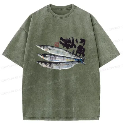 Tokyo-Tiger Pacific Saury Washed T-Shirt
