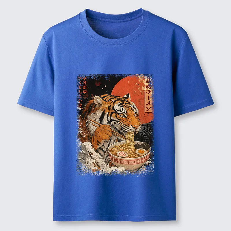 Tokyo-Tiger Ukiyoe Japan Tiger Eating Ramen Classic T-Shirt
