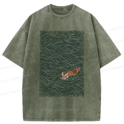 Tokyo-Tiger Tiger In The Grass Washed T-Shirt