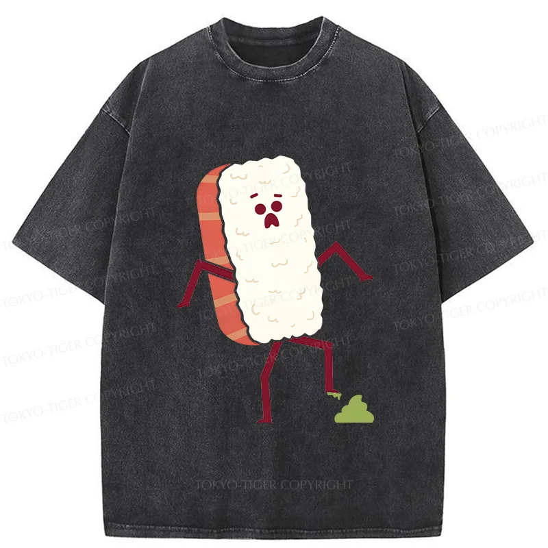 Tokyo-Tiger Sushi Stepped On Wasabi Washed T-Shirt