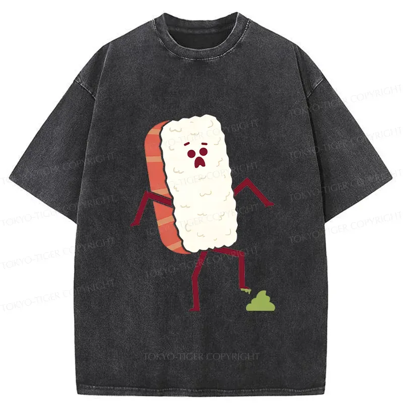 Tokyo-Tiger Sushi Stepped On Wasabi Washed T-Shirt