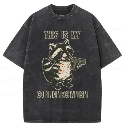Tokyo-Tiger Raccoon Coping Mechanism Washed T-Shirt