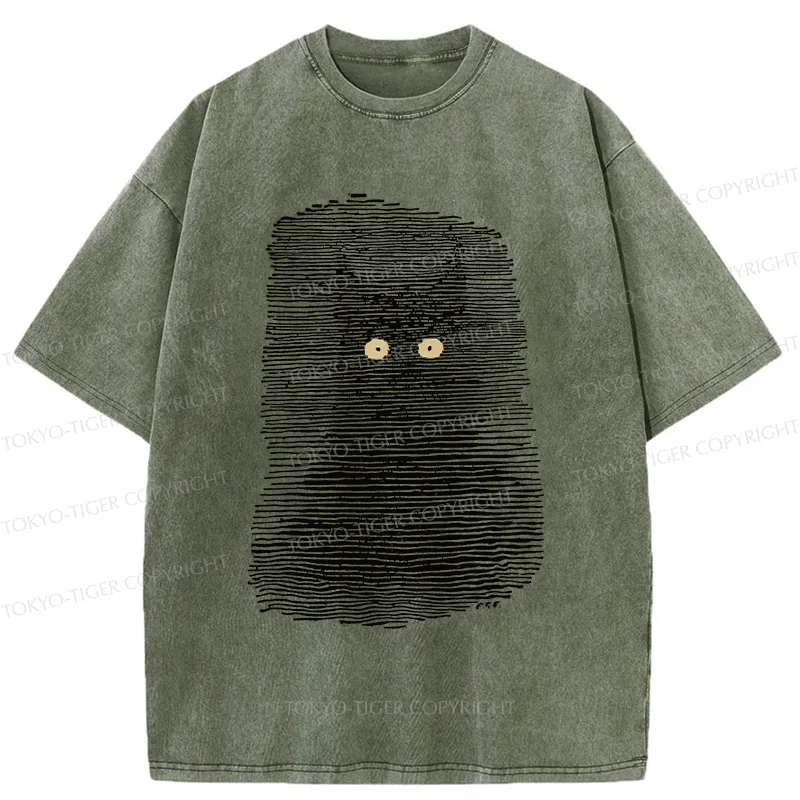 Tokyo-Tiger Cat In The Dark Washed T-Shirt