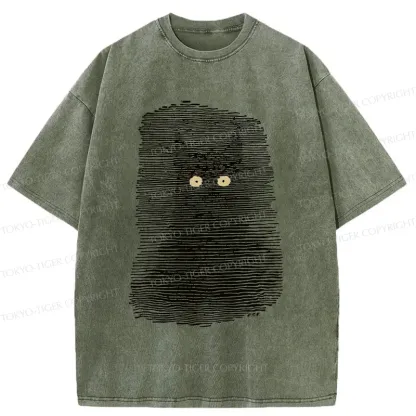 Tokyo-Tiger Cat In The Dark Washed T-Shirt