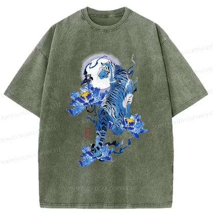 Tokyo-Tiger Japan Blue Tiger Washed T-Shirt