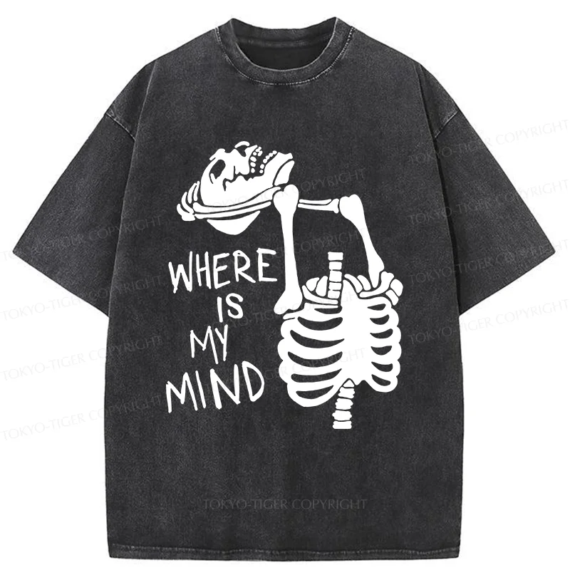 Tokyo-Tiger Confused And Angry Skeleton Washed T-Shirt