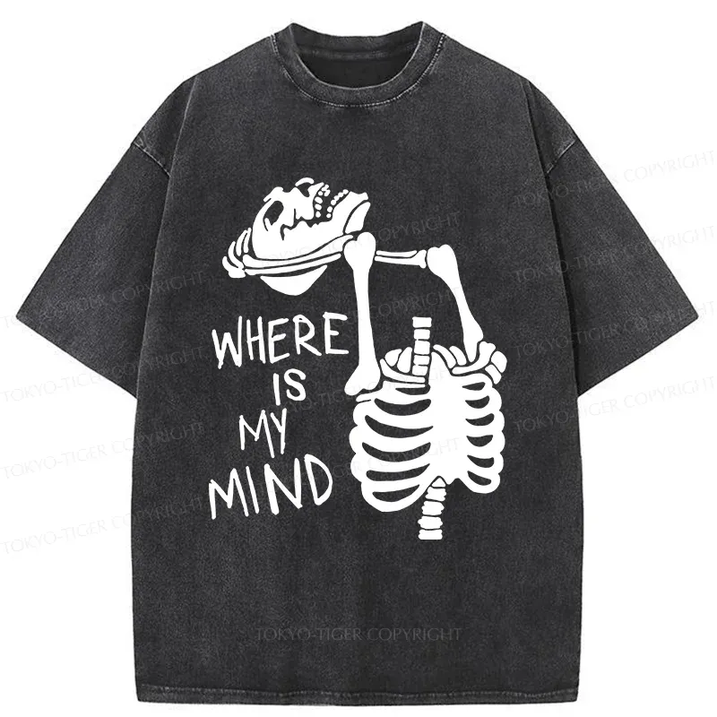 Tokyo-Tiger Confused And Angry Skeleton Washed T-Shirt