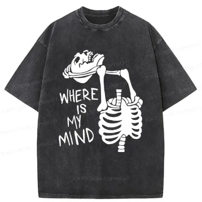 Tokyo-Tiger Confused And Angry Skeleton Washed T-Shirt