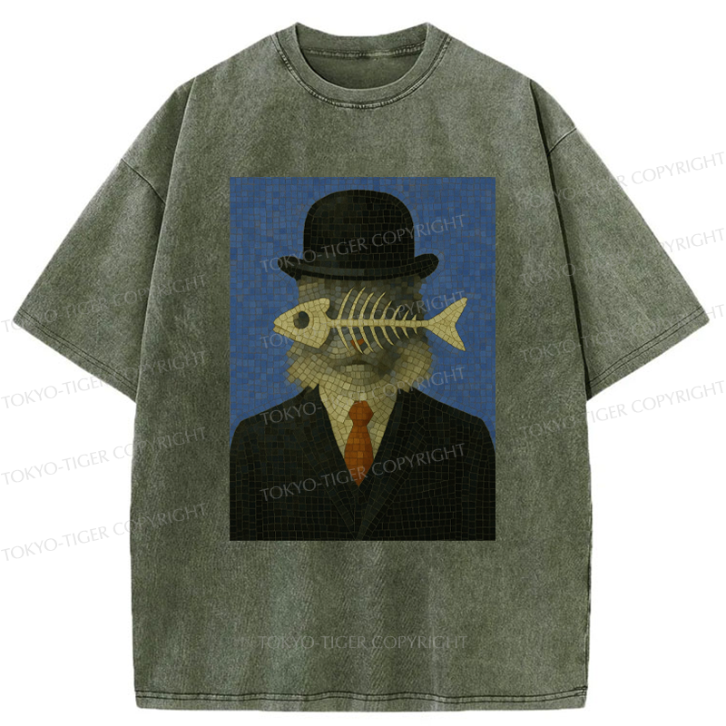 Tokyo-Tiger Fishbone Gentleman Maine Coon Washed T-Shirt
