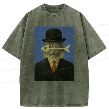 Tokyo-Tiger Fishbone Gentleman Maine Coon Washed T-Shirt