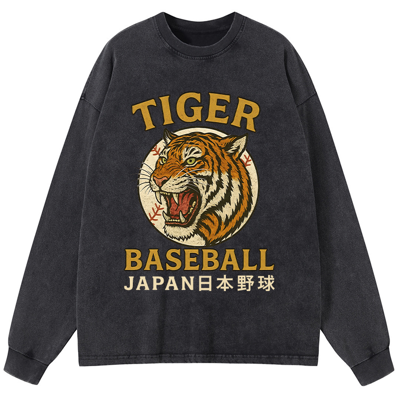 Tokyo-Tiger Osaka Japan Baseball Team Washed Long Sleeve T-Shirt